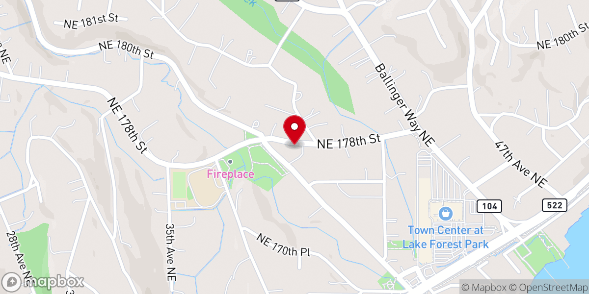 Map showing location of Lake Forest Park Church