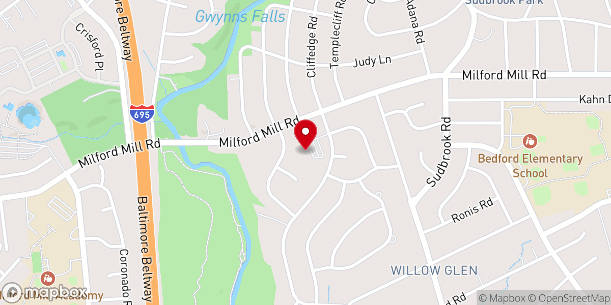 Map showing location of Milford Mill United Methodist Church