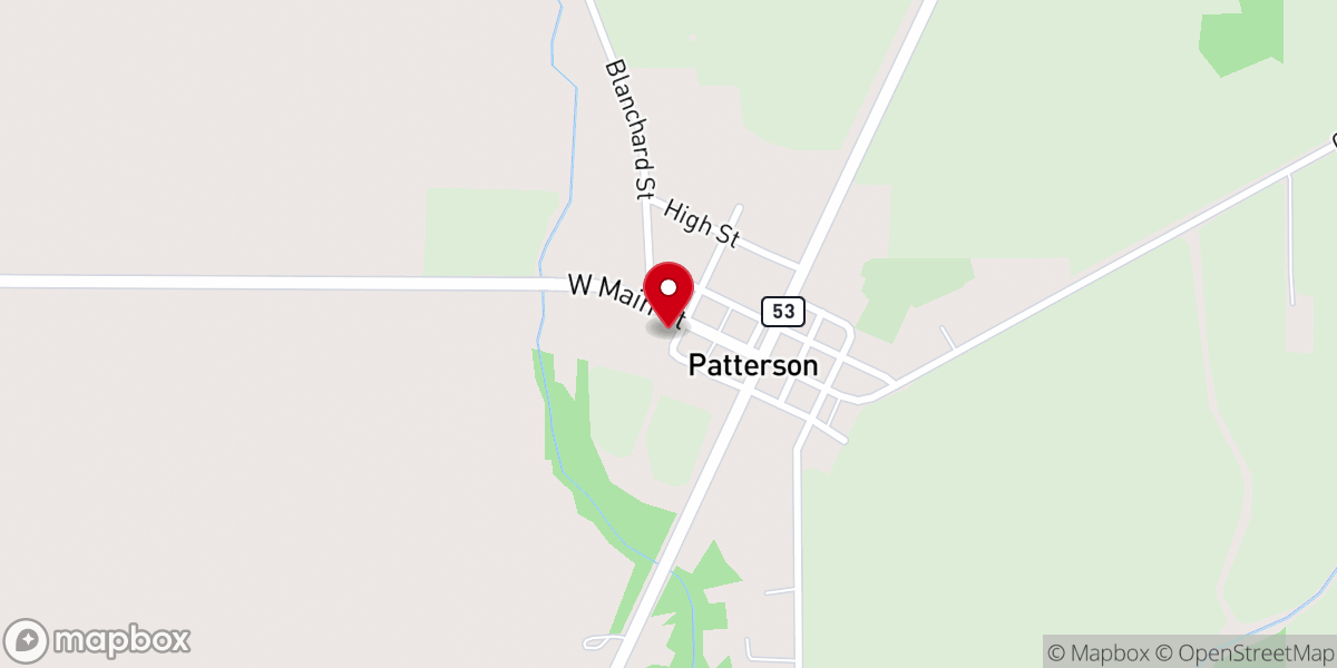 Map showing location of Patterson United Methodist Church