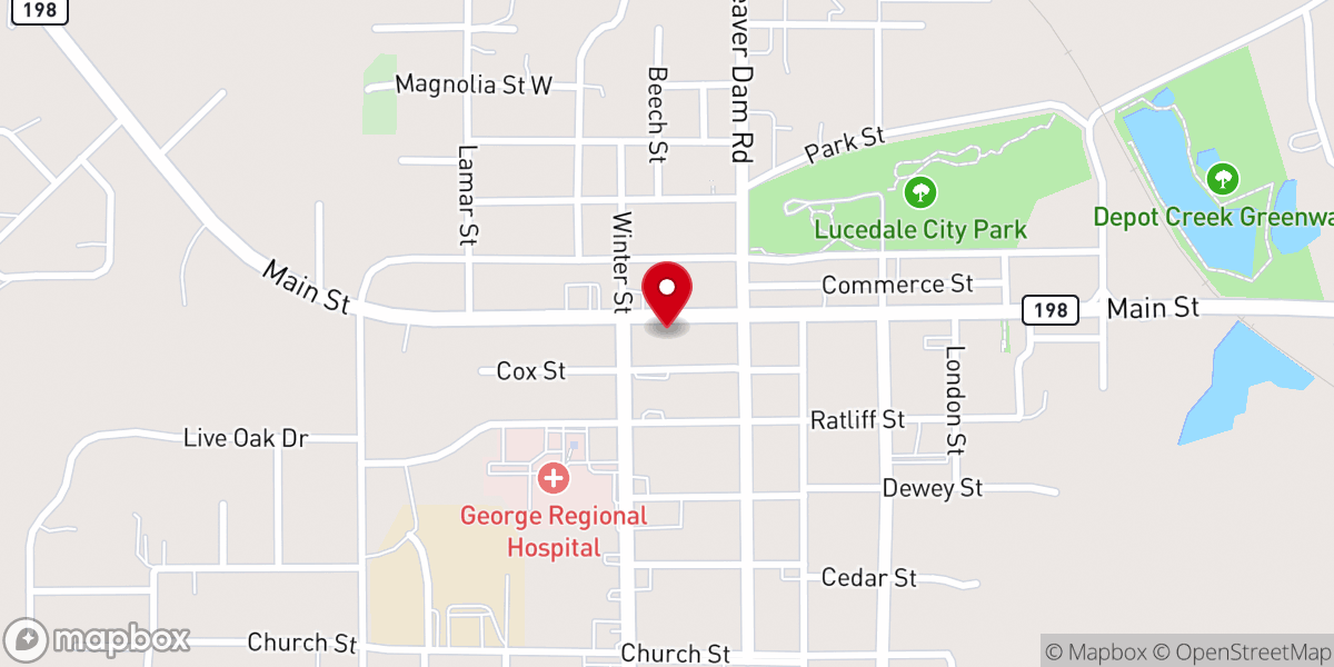 Map showing location of First United Methodist Church of Lucedale - Food Distribution Center