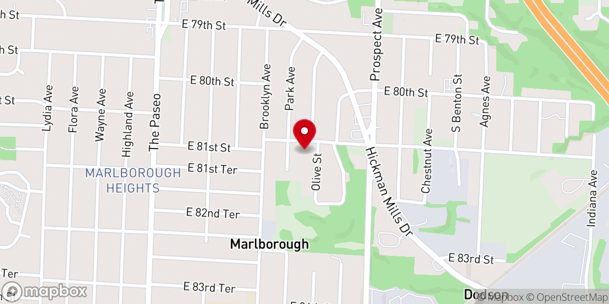 Map showing location of Olive Street Wesleyan Church