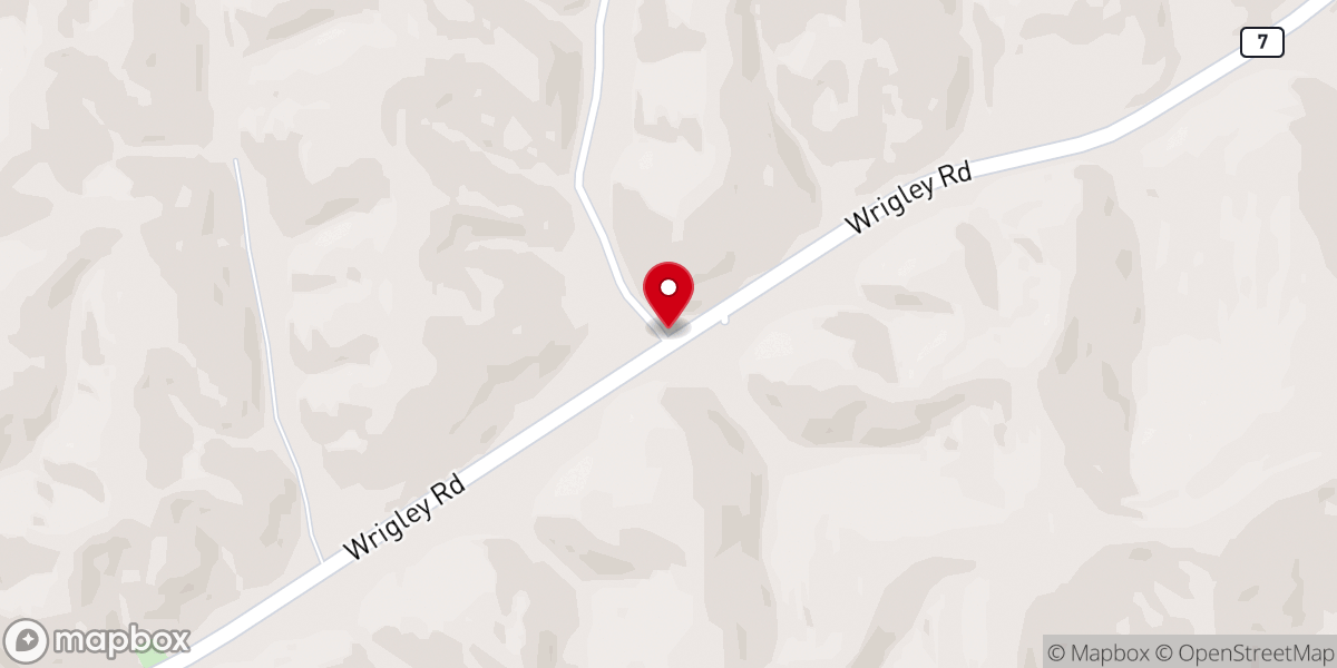 Map showing location of Wrigley Baptist Mission