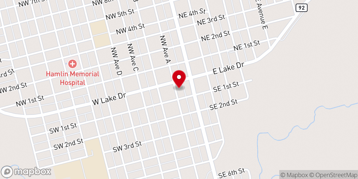 Map showing location of Hamlin Church of Christ