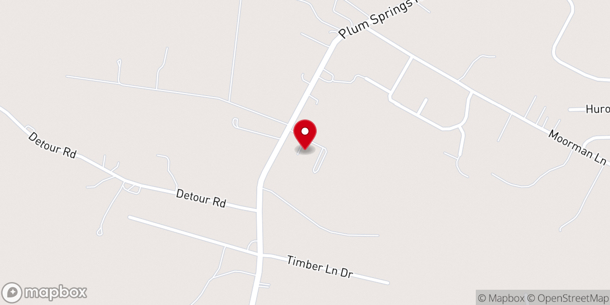 Map showing location of Plum Springs Baptist Church