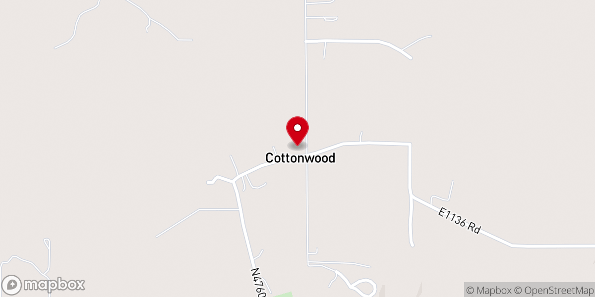 Map showing location of Cottonwood FreeWill Baptist Church