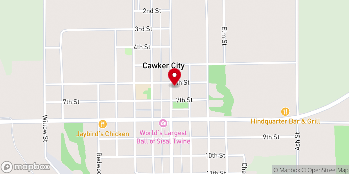 Map showing location of Cawker City United Methodist