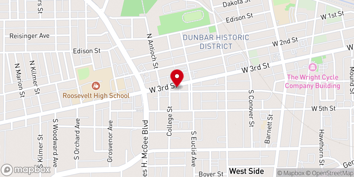 Map showing location of Bright Hope Baptist Church