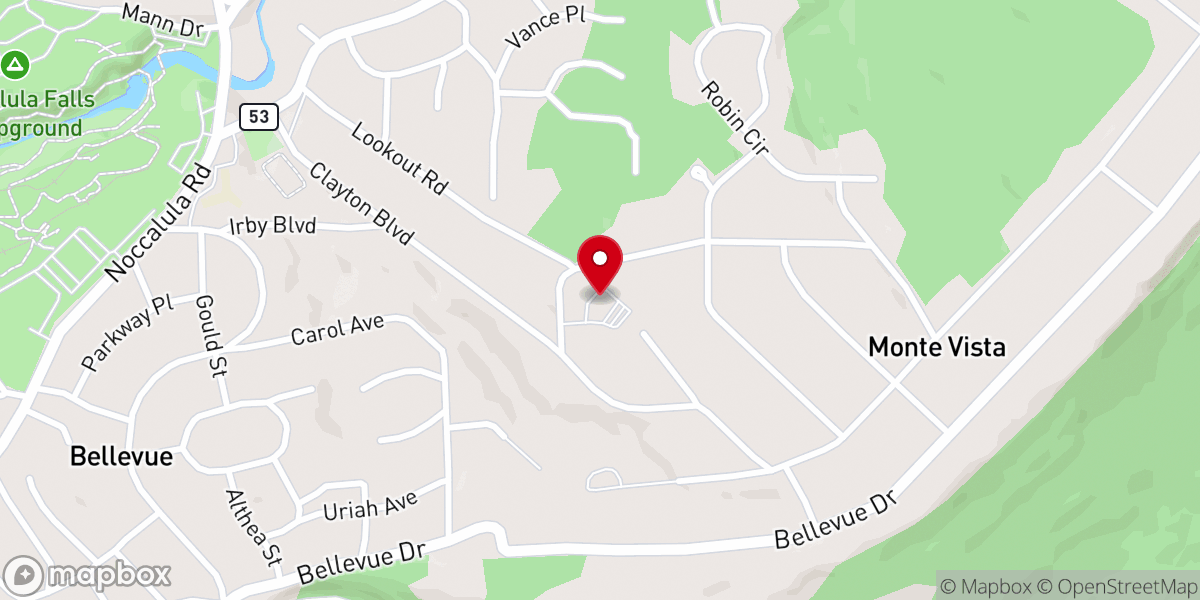 Map showing location of Belleview United Methodist Church