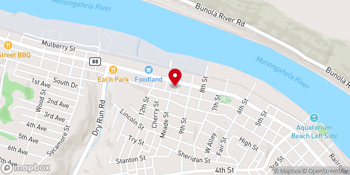 Map showing location of Monongahela Church of the Nazarene