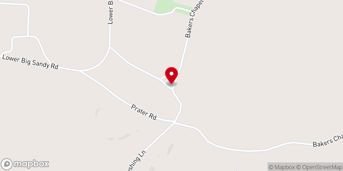 Map showing location of Baker Chapel Church