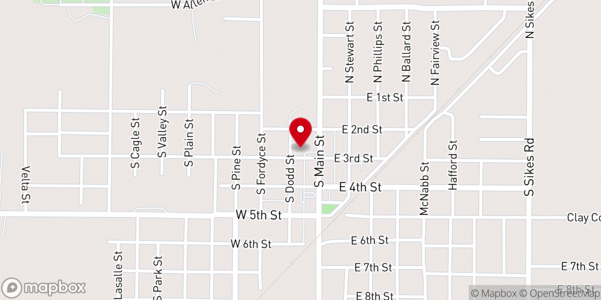 Map showing location of Five Oaks Methodist Church