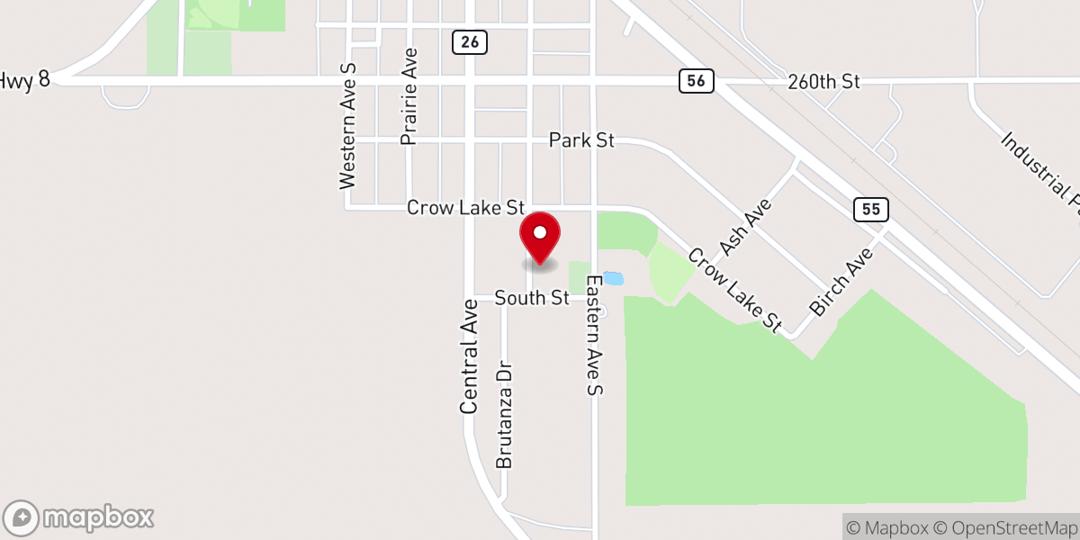Map showing location of Brooten Community Church