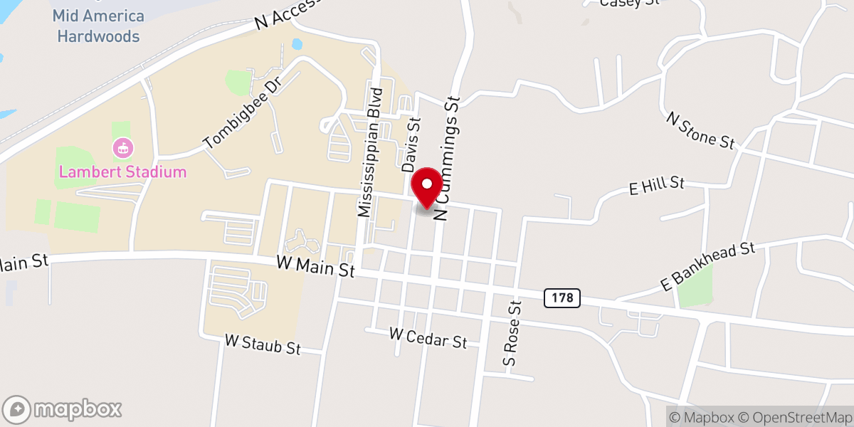 Map showing location of Itawamba Thunder Bowl