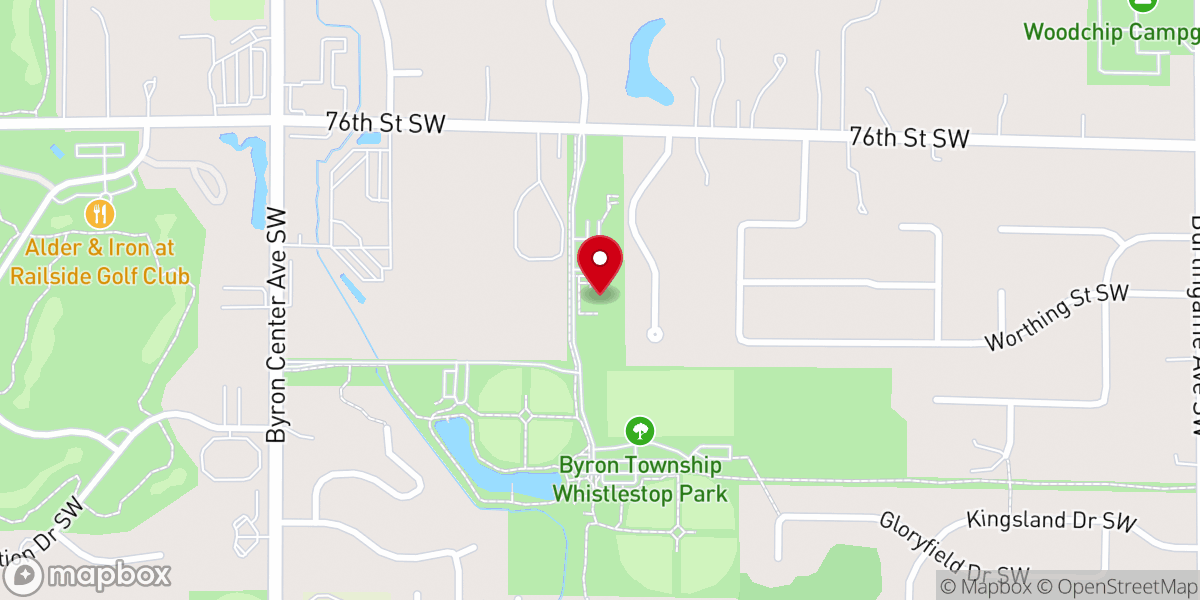 Map showing location of Byron Township Community Center