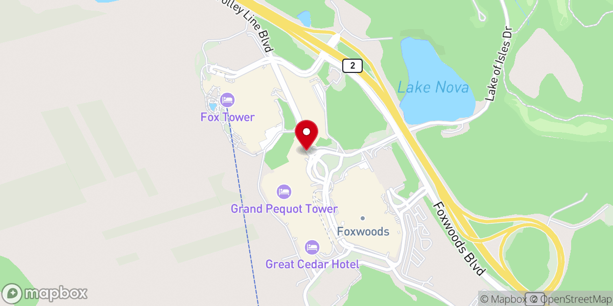 Map showing location of Tanger Outlets Foxwoods