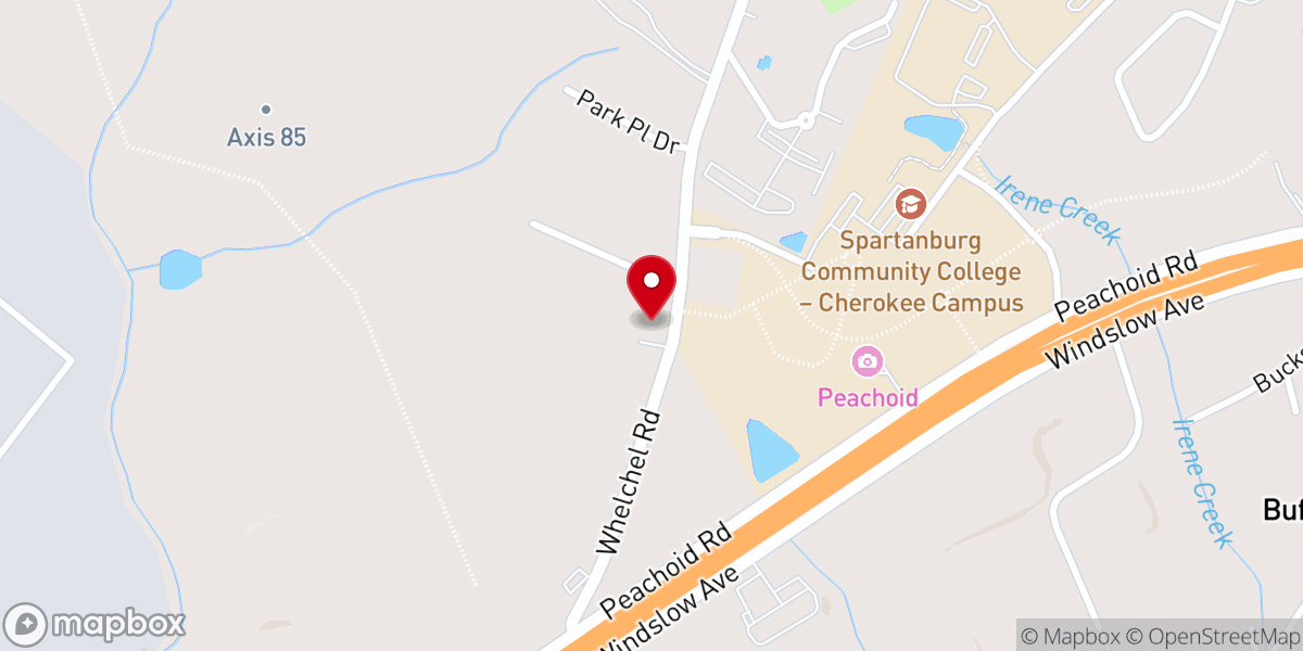 Map showing location of Gaffney Free Will Baptist Church