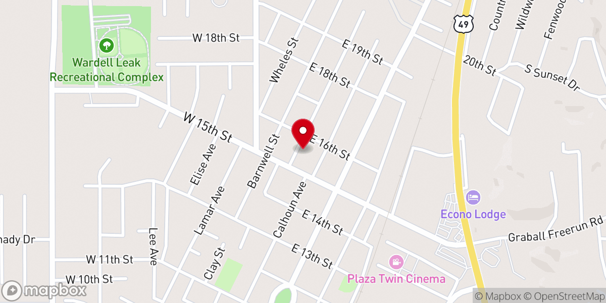 Map showing location of First United Pentecostal Church