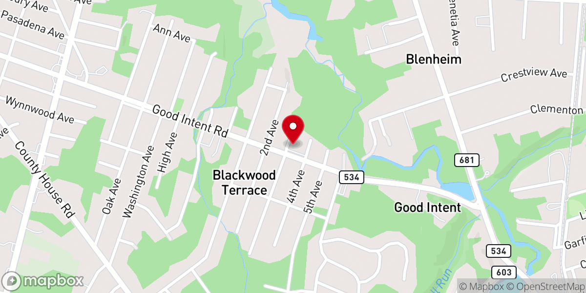 Map showing location of Bethany Baptist Church
