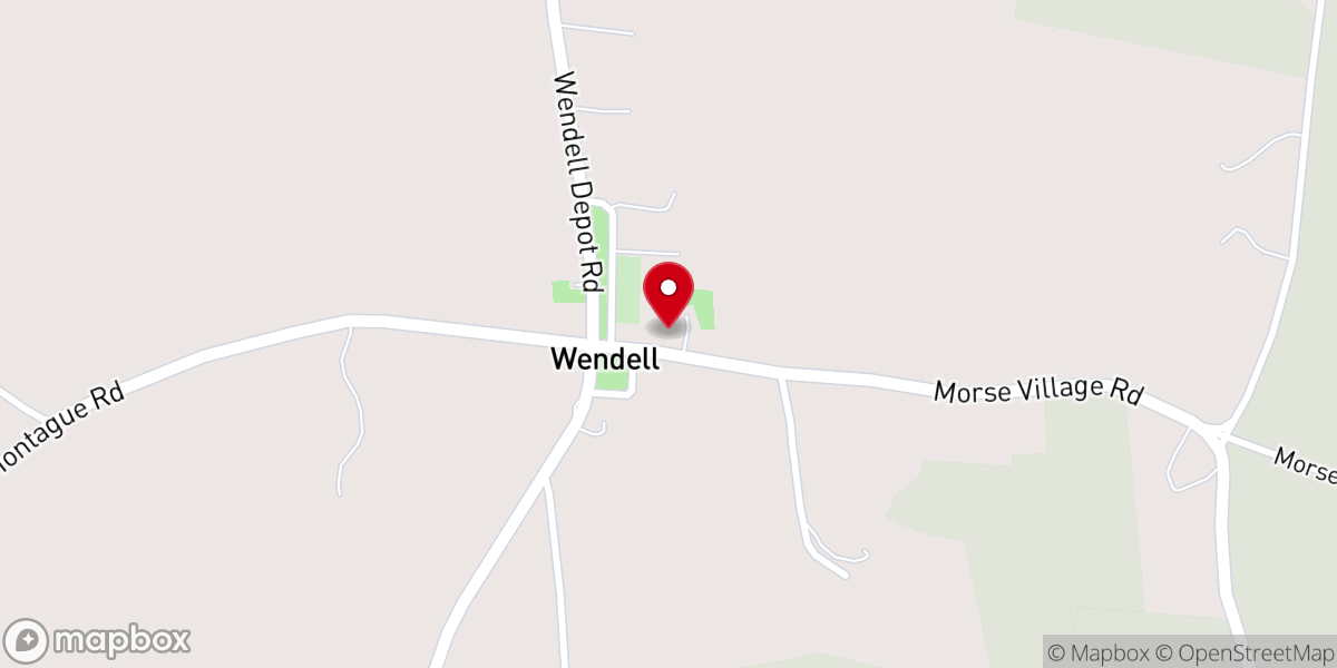Map showing location of Wendell Town Offices