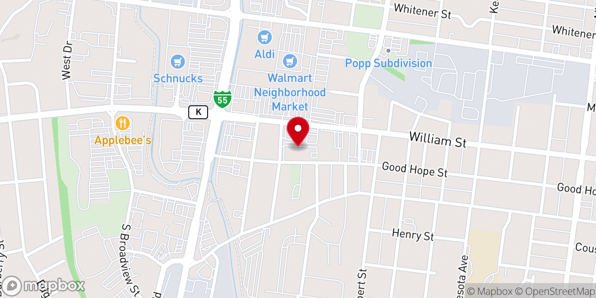 Map showing location of Revival Center Church