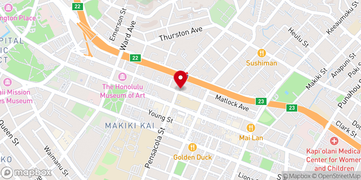 Map showing location of First Baptist Church of Honolulu