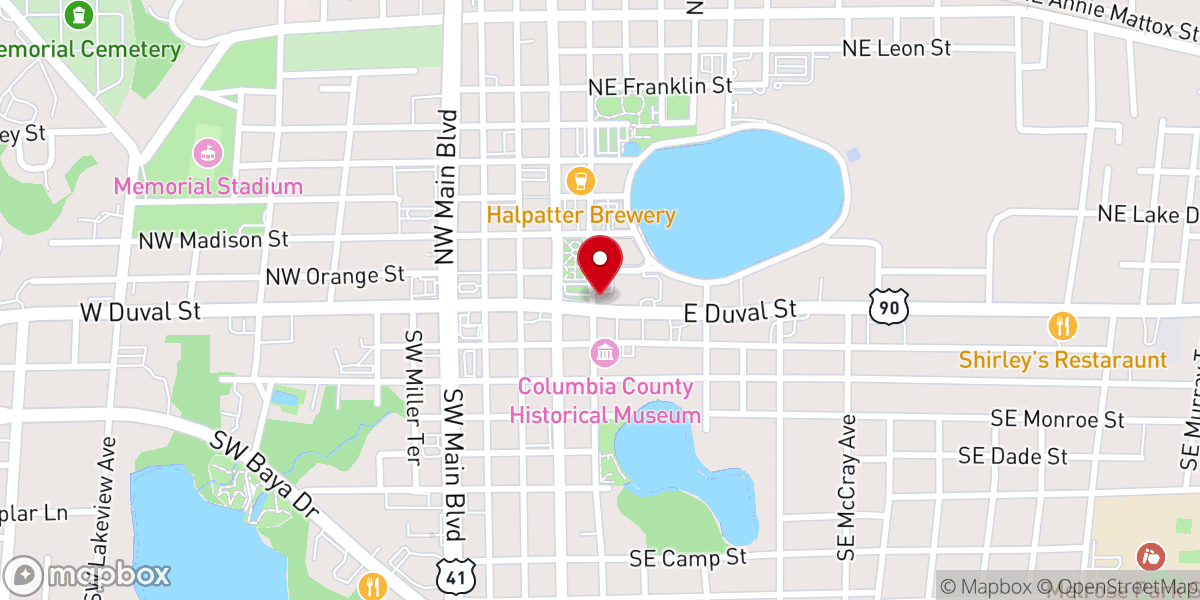 Map showing location of First Baptist Church