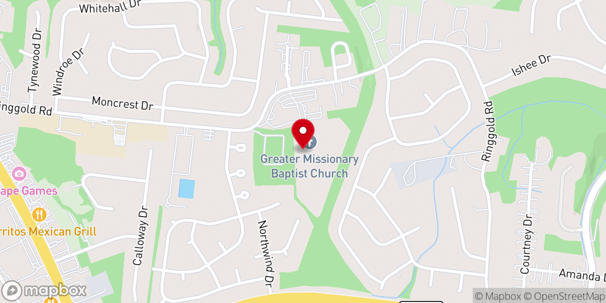 Map showing location of Greater Missionary Baptist Church