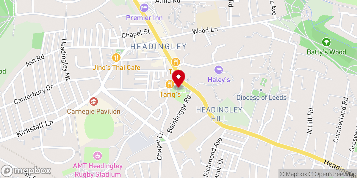 Map showing location of St Michael and All Angels' Church, Headingley