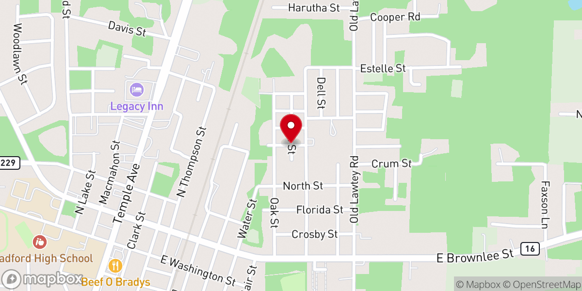 Map showing location of Bethlehem Freewill Baptist Church