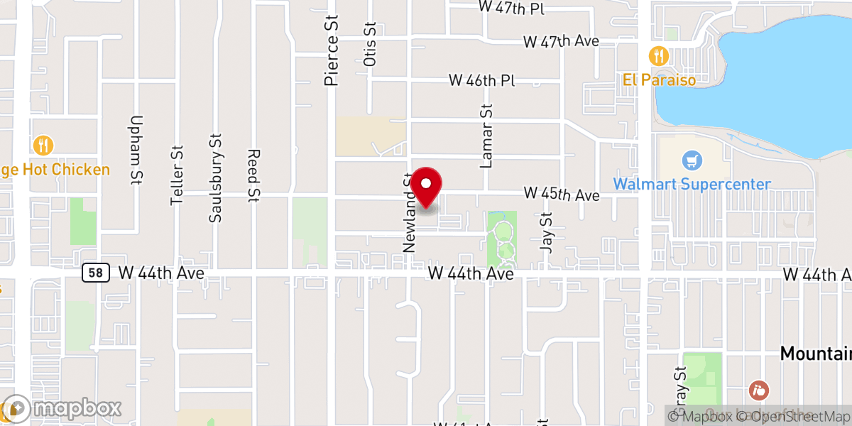 Map showing location of Newland Church of Wheat Ridge