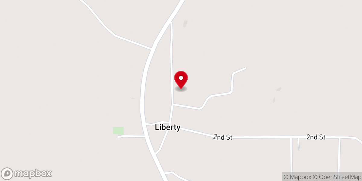 Map showing location of Liberty Baptist Church