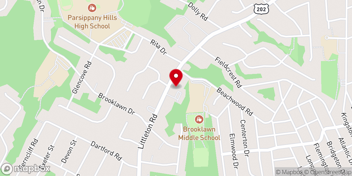 Map showing location of Parsippany Baptist Church