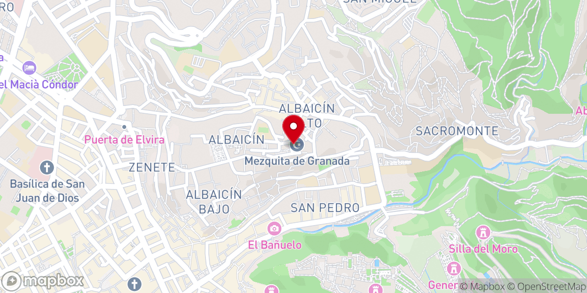 Map showing location of Mezquita Mayor de Granada