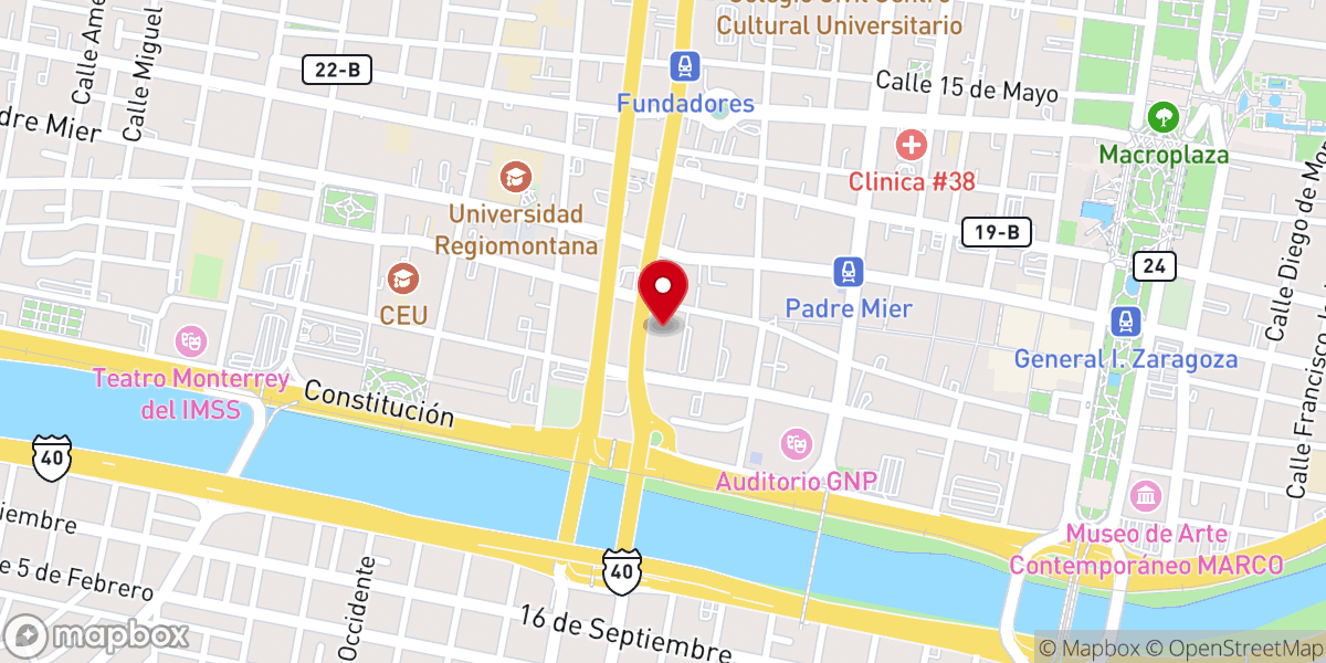 Map showing location of Templo Expiatorio De San Luis Gonzaga