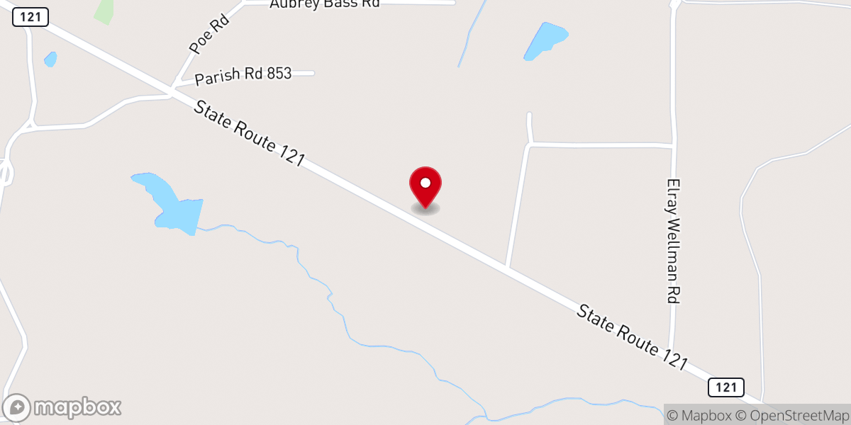 Map showing location of Lacamp Pentecostal Church