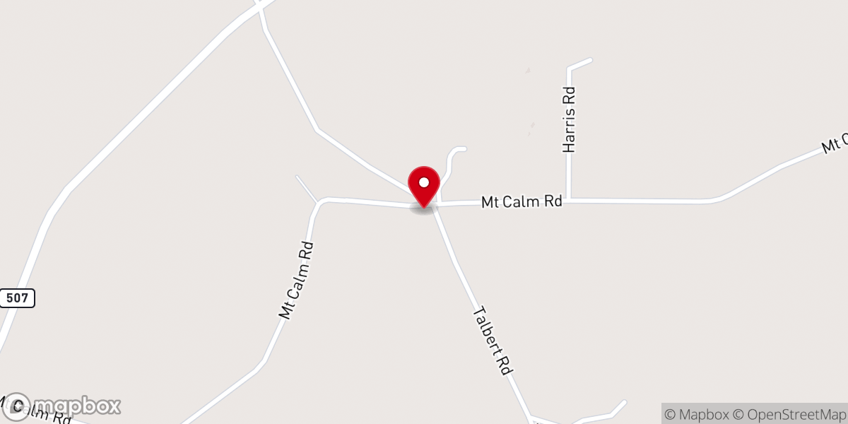 Map showing location of Mt Calm Baptist Church