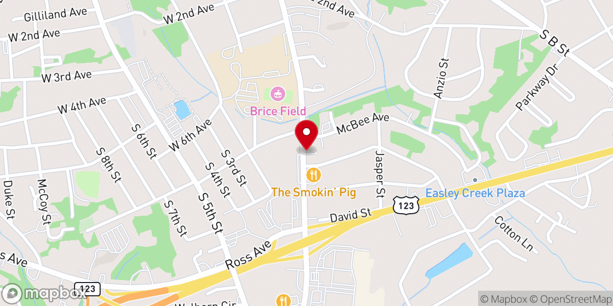 Map showing location of Pendleton Street Baptist Church