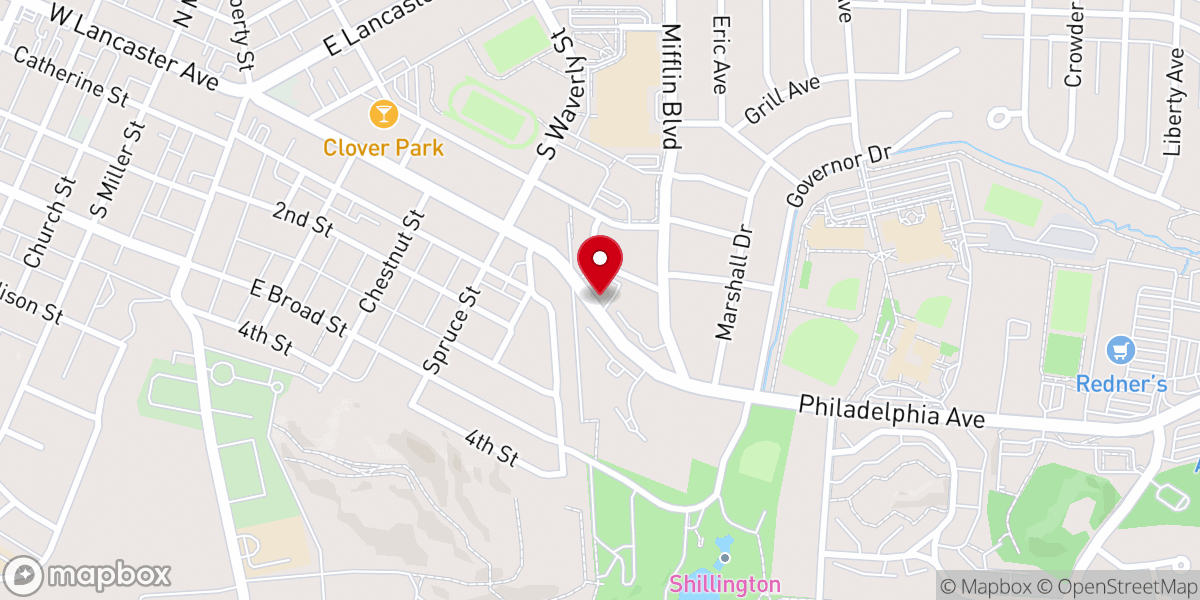 Map showing location of Shillington Church of Christ