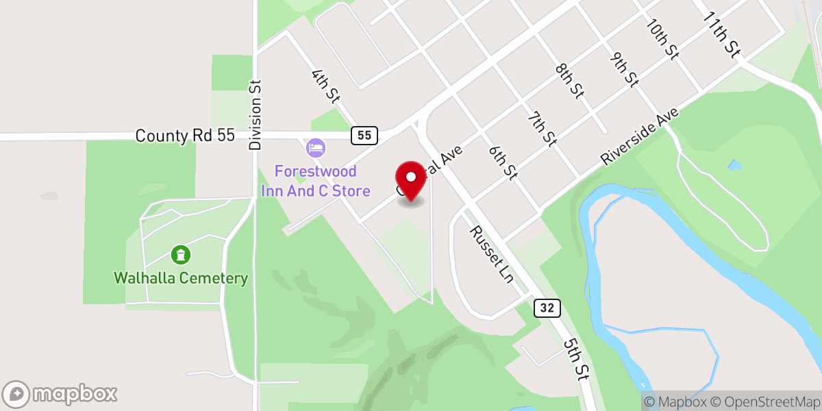 Map showing location of Walhalla Lutheran Church