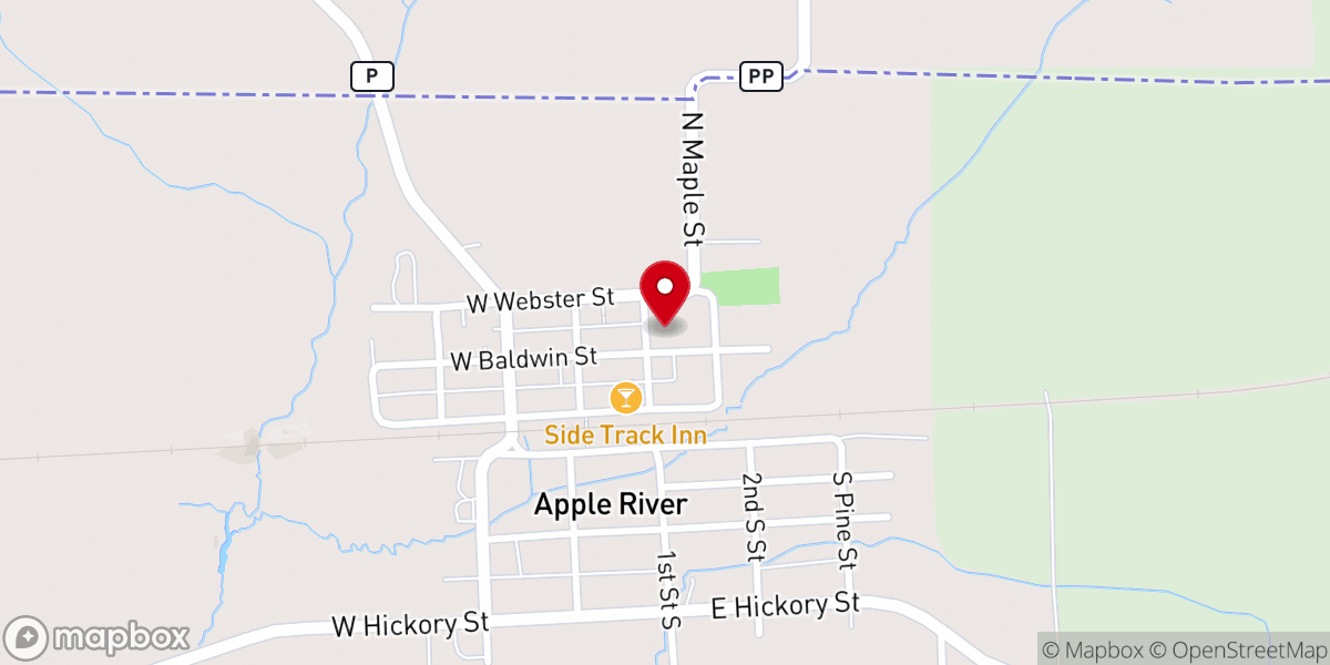Map showing location of Apple River United Methodist Church