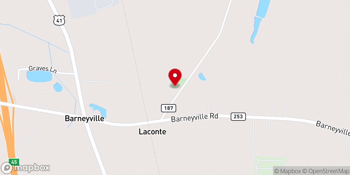 Map showing location of Rose Hill Church