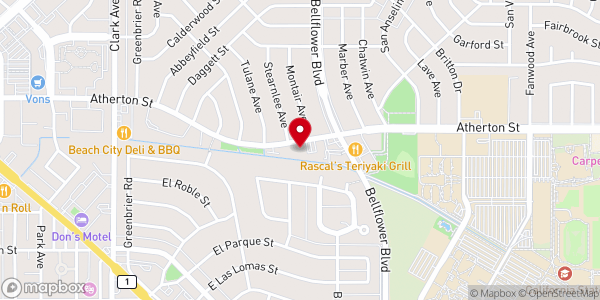 Map showing location of Unitarian Universalist Church of Long Beach