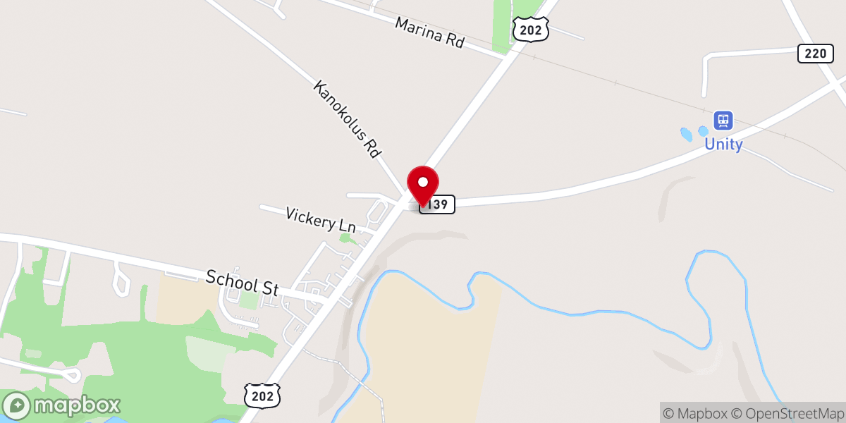 Map showing location of Unity Union Church