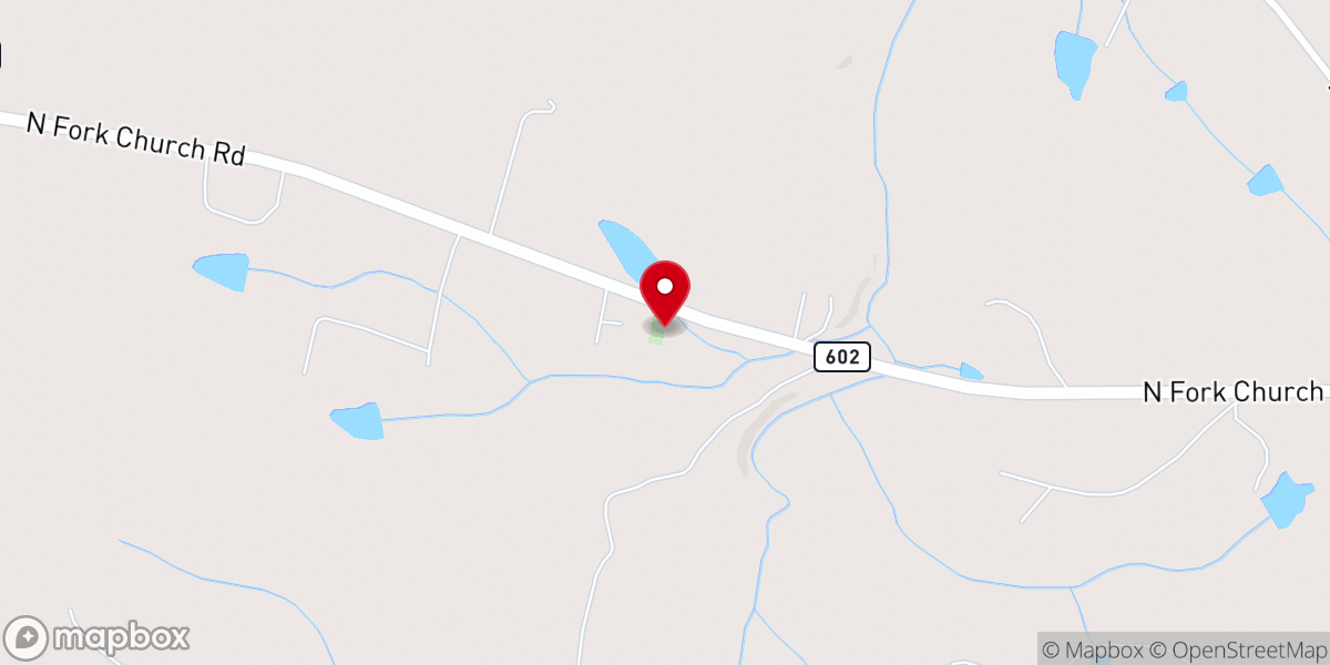 Map showing location of North Fork Baptist Church
