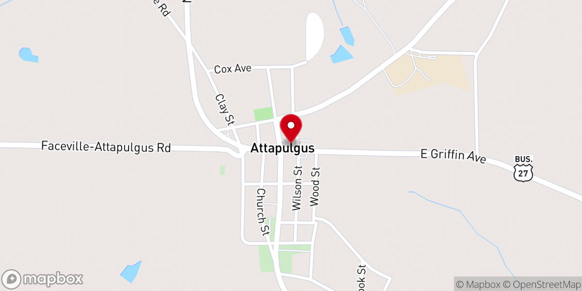 Map showing location of ATTAPULGUS COMMUNITY CENTER
