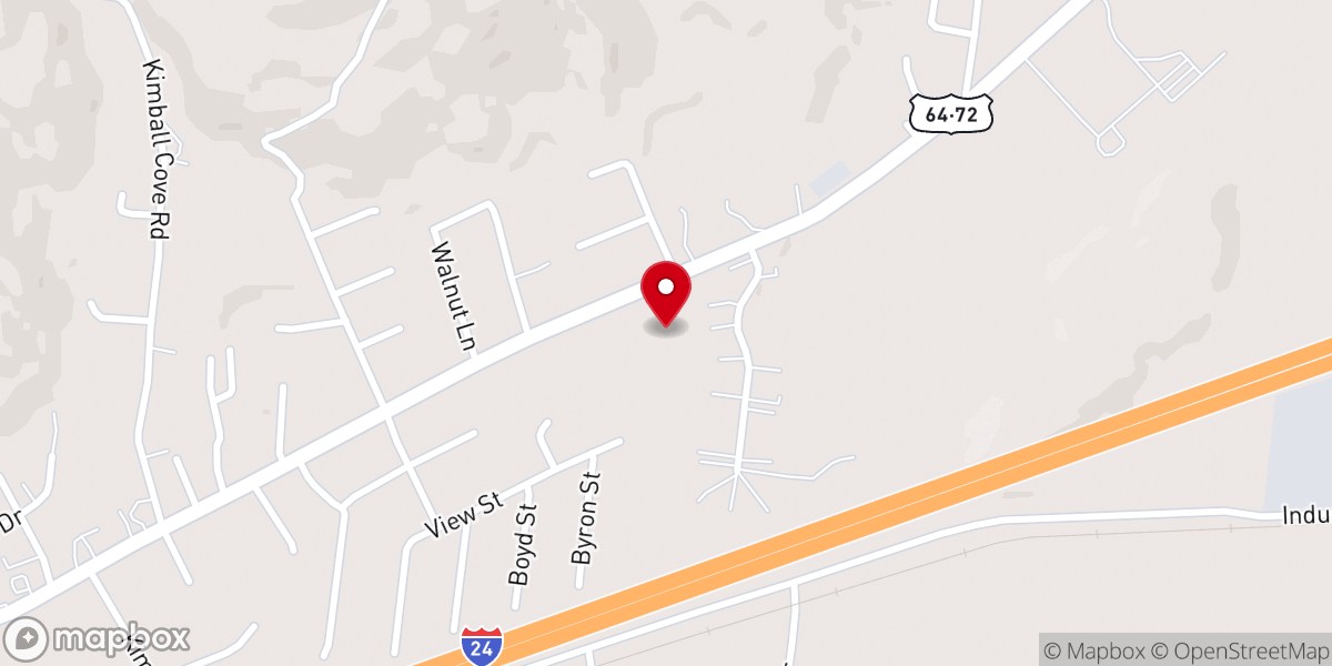 Map showing location of Kimball Baptist Church