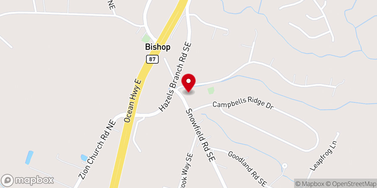 Map showing location of New Hope Freewill Baptist Church