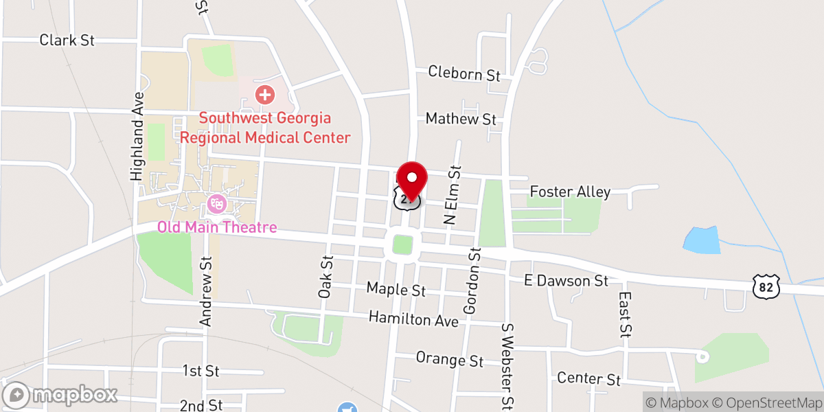 Map showing location of Cuthbert City Hall