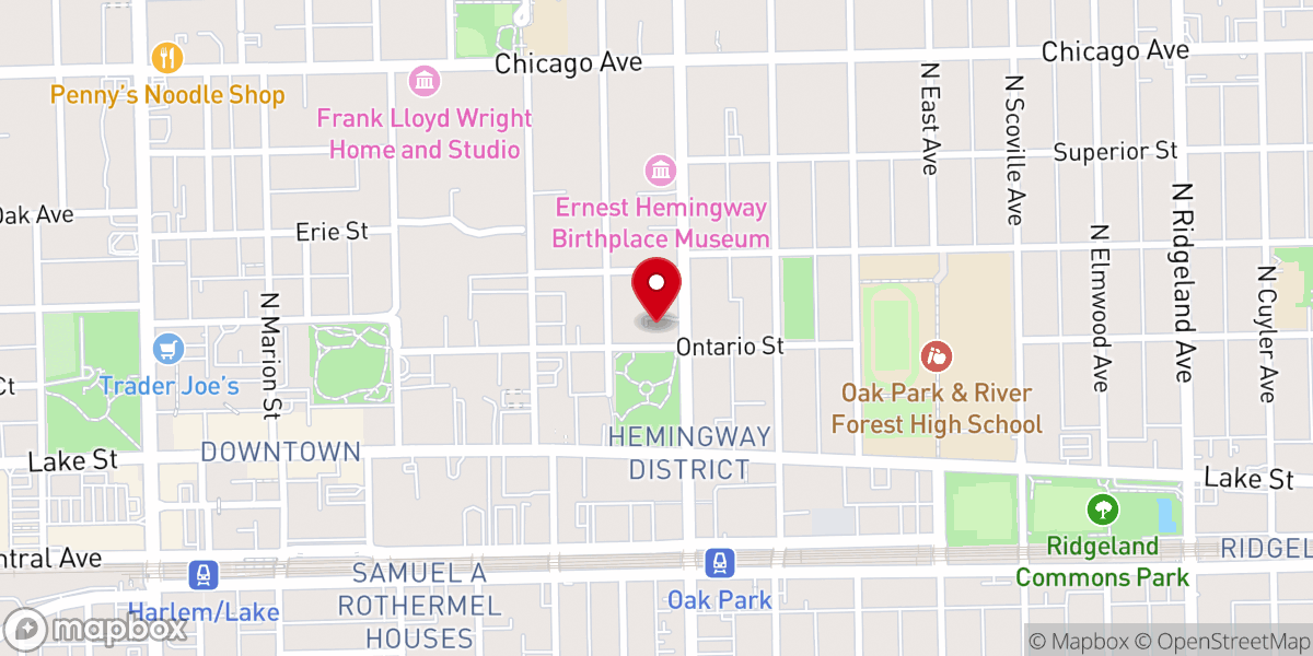 Map showing location of First Baptist Church of Oak Park
