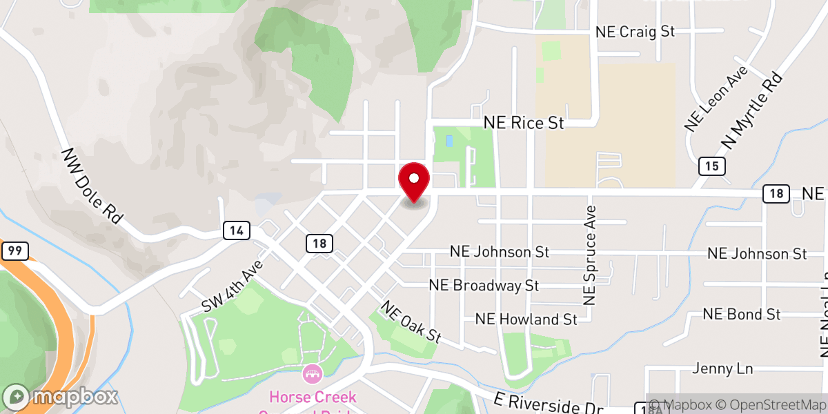 Map showing location of Myrtle Creek United Methodist Church